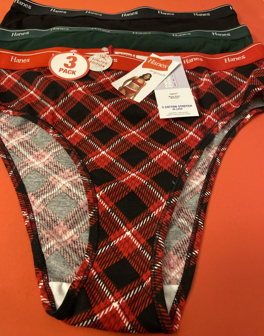 NEW! Hanes Womens Limited Edition 3 Pack Cotton Stretch Panties / X-LARGE
